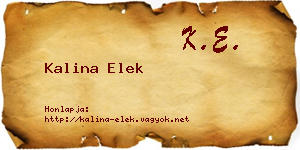 Kalina Elek névjegykártya